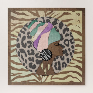 African woman boho artwork jigsaw puzzle