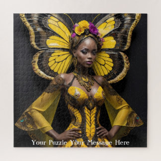African Woman Butterfly Dress Jigsaw Puzzle