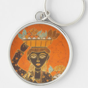 African Woman Carrying Basket Art Print Key Ring