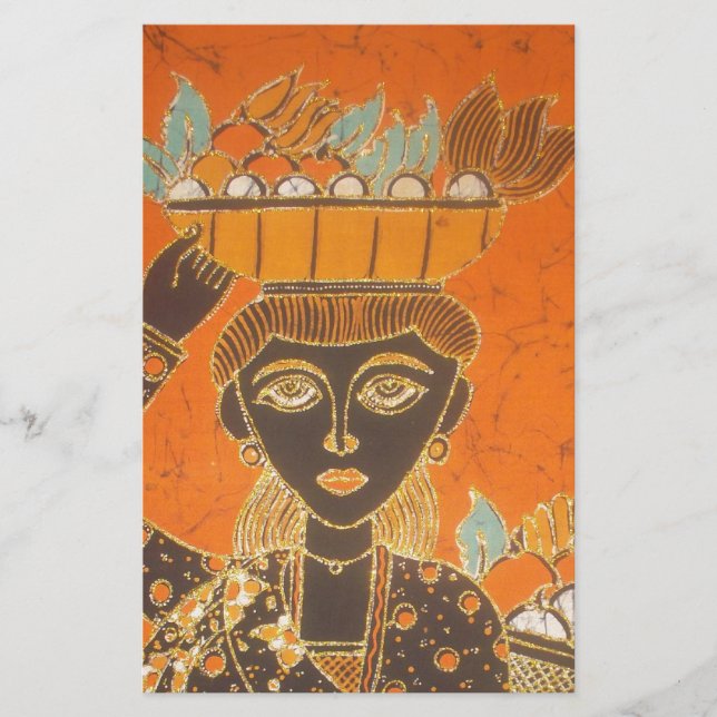 African Woman Carrying Basket Art Print Stationery (Front)
