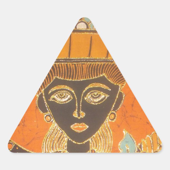 African Woman Carrying Basket Art Print Triangle Sticker (Front)