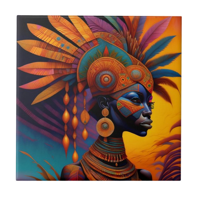 African Woman Ceramic Tile (Front)