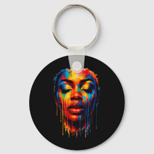 African Woman Girl Face Juneteenth Vibes Afro Wome Key Ring