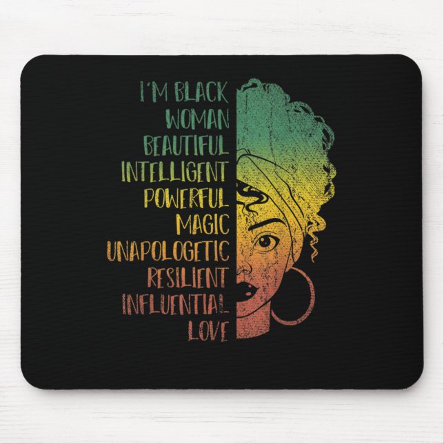 African Woman Girls Gift Melanin Pride Black Histo Mouse Pad (Front)