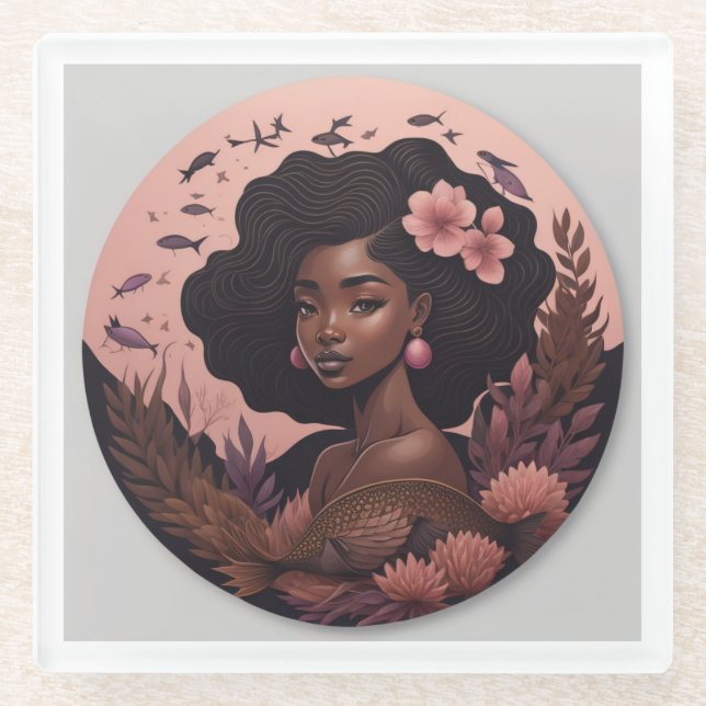 African woman glass coaster (Front)
