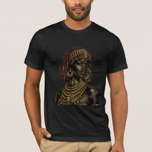 African Woman Golden Portrait T-Shirt - Cultural G