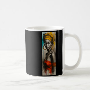 African woman headwrap art sketch melanin black coffee mug