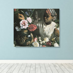African Woman Peonies by Frederic Bazille, Flowers Canvas Print