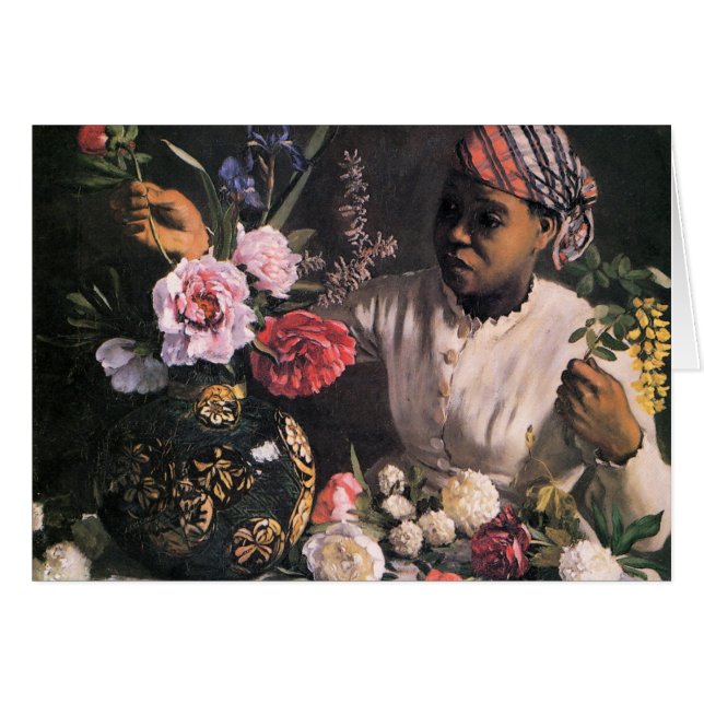 African Woman Planting Flowers in a Vase (Front Horizontal)