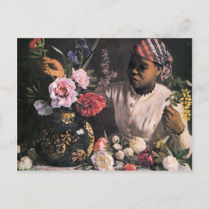 African Woman Planting Flowers in a Vase Postcard