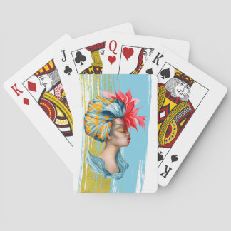African Woman Playing Cards
