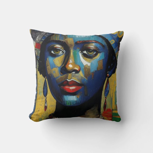 African Woman Portrait Painting #2 Cushion (Front)