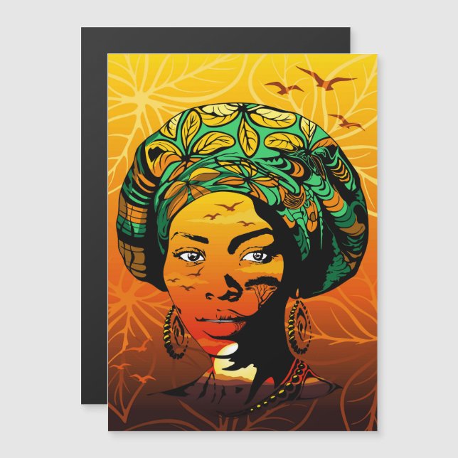 African Woman Portrait with Sunset (Front/Back)