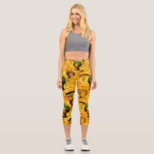 African Woman Portrait with Sunset Capri Leggings