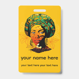 African Woman Portrait with Sunset ID Badge