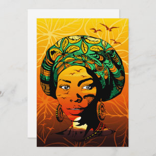 African Woman Portrait with Sunset Invitation