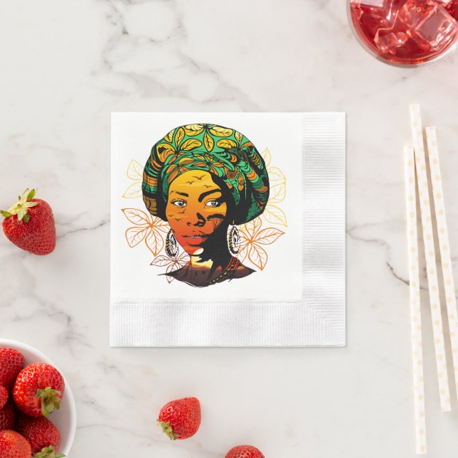 African Woman Portrait with Sunset Napkin (Insitu)