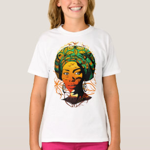 African Woman Portrait with Sunset T-Shirt