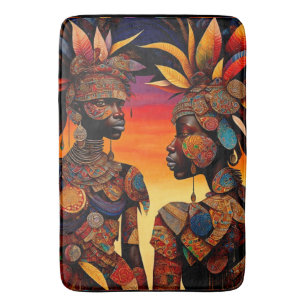 African Woman Shower Curtain Bath Mat