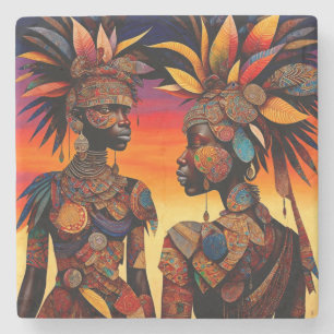 African Woman Stone Coaster