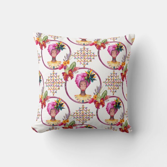 African Woman Throw Pillow (Front)