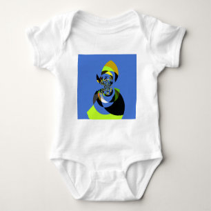 African Woman Vector Design Art Print Baby Bodysuit