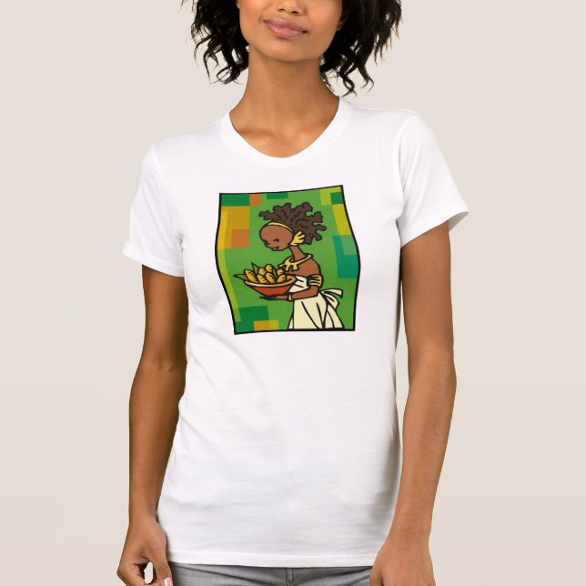 African Woman with bowl of Corn T-Shirt (Front)