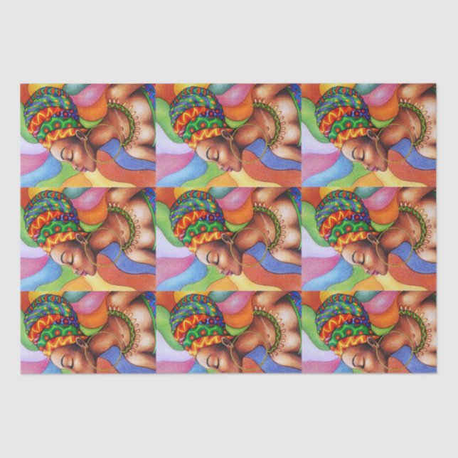 African Woman with Wax Traditional Fabric Tissue Paper (Front)