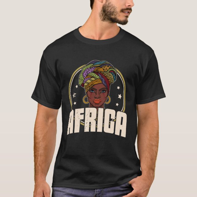 African woman womanism ethnic earrings necklace he T-Shirt (Front)