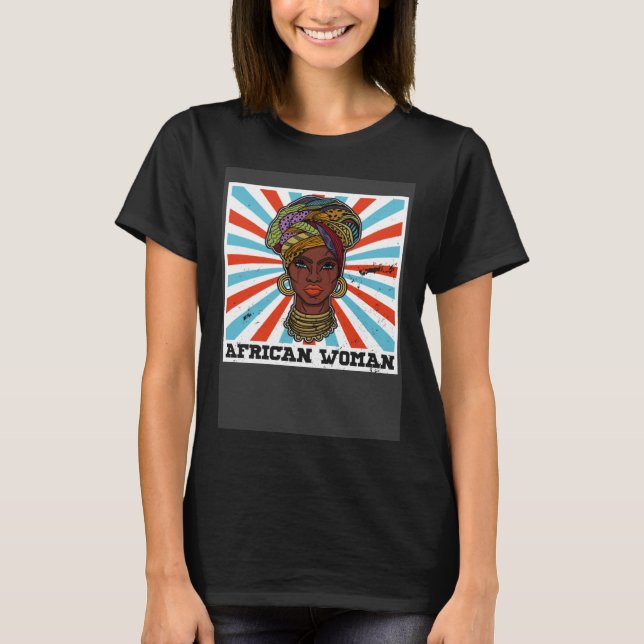 African woman womanism ethnic earrings necklace he T-Shirt (Front)