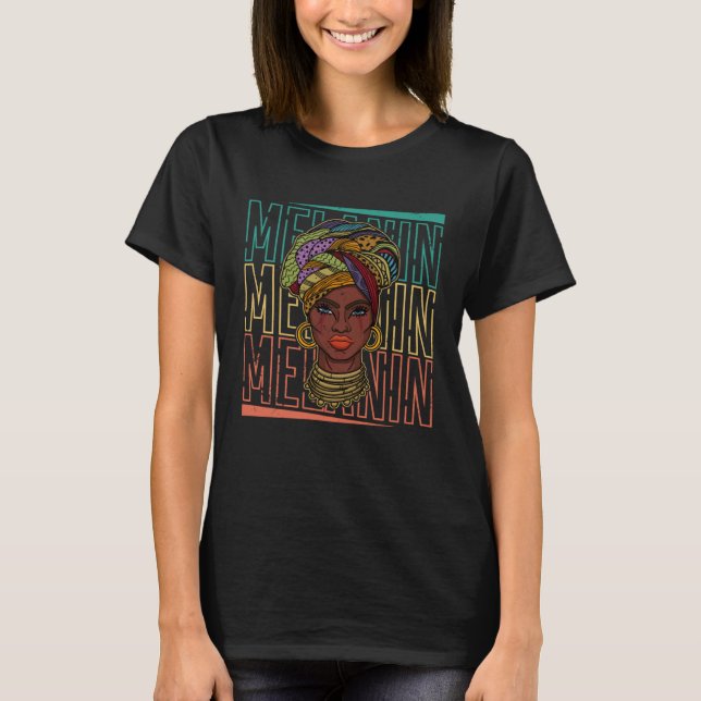 African woman womanism ethnic earrings necklace he T-Shirt (Front)
