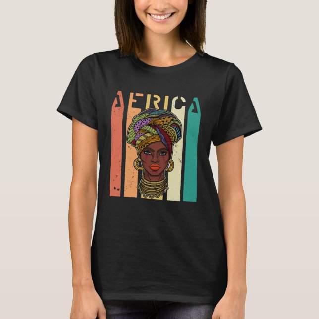 African woman womanism ethnic earrings necklace he T-Shirt (Front)
