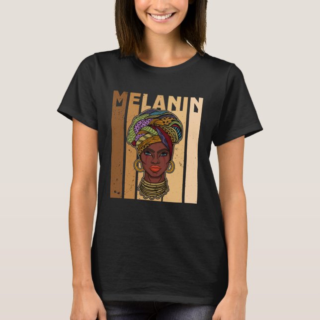 African woman womanism ethnic earrings necklace he T-Shirt (Front)