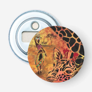 African Womanand Giraffe Bottle Opener