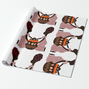 African Women and a Basket Modern Kwanzaa Wrapping Paper