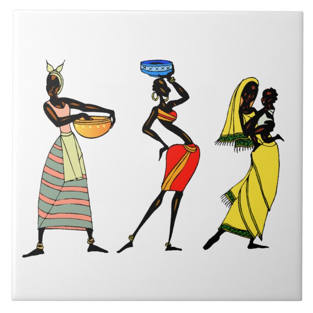 African Women Background Ceramic Tile (Front)