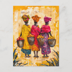 African Women Carrying Fruits and Vegetables Postcard
