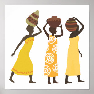African Women carrying water Poster