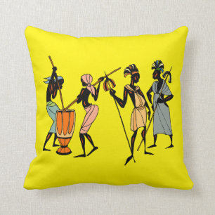 African Women cooking and dancing Cushion
