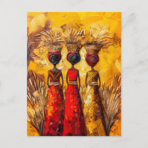 African Women Harvesting Grain Postcard