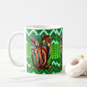 African Women Parrot Green Chevron Mug
