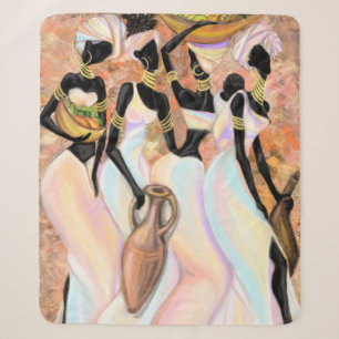 African Women Sherpa Blanket Modern Style Painting