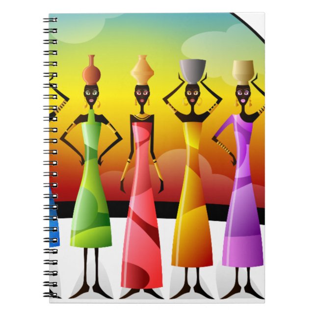 African Women with Pottery on their heads Notebook (Front)
