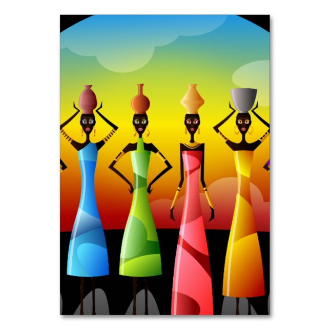 African Women with Pottery on their heads Table Number (Front)