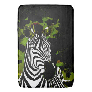 African Zebra Night  Bath Mat
