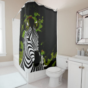 African Zebra Night  Shower Curtain