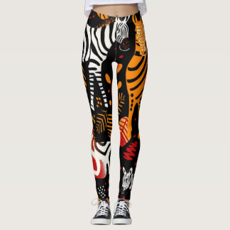 African Zebra Print Leggings