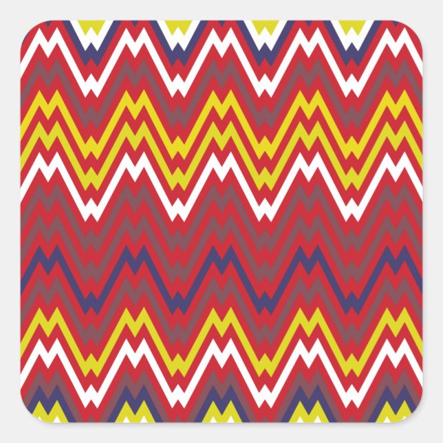 African Zigzag Chevron Weave Striped Pattern Square Sticker (Front)