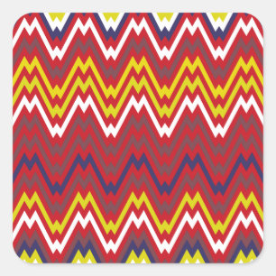 African Zigzag Chevron Weave Striped Pattern Square Sticker