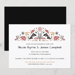 Africana Modern Ankara Kente Lizard Wedding Invitation